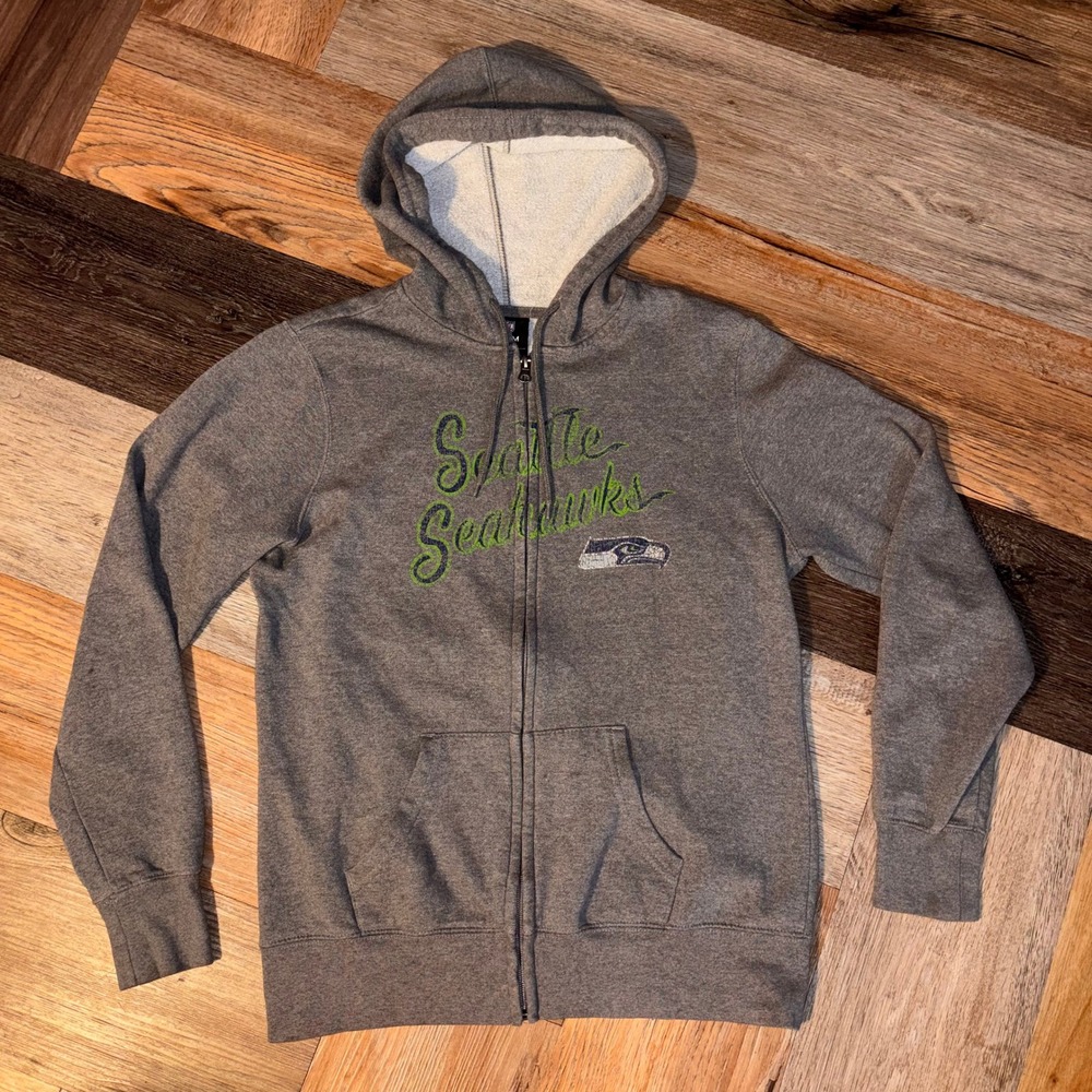 NFL Team Apparel Seattle Seahawks Womens Full Zip Hoodie Gray Size M Sportswear